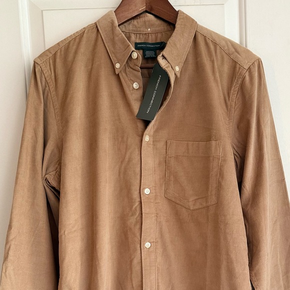 French Connection Micro-Corduroy Shirt in "Sun-kissed Molasses" - Picture 1 of 6